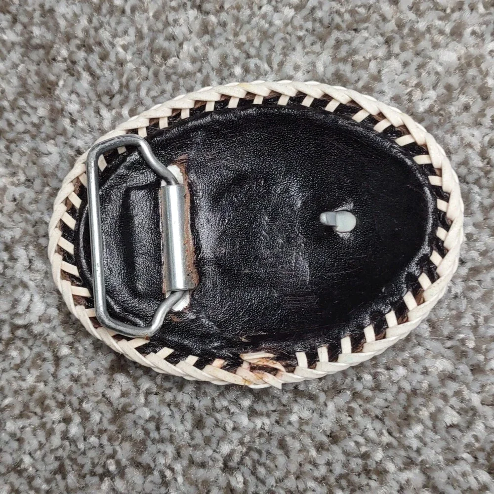 Leather Belt Buckle Bald Eagle Embossed Laced Textured Native Indian